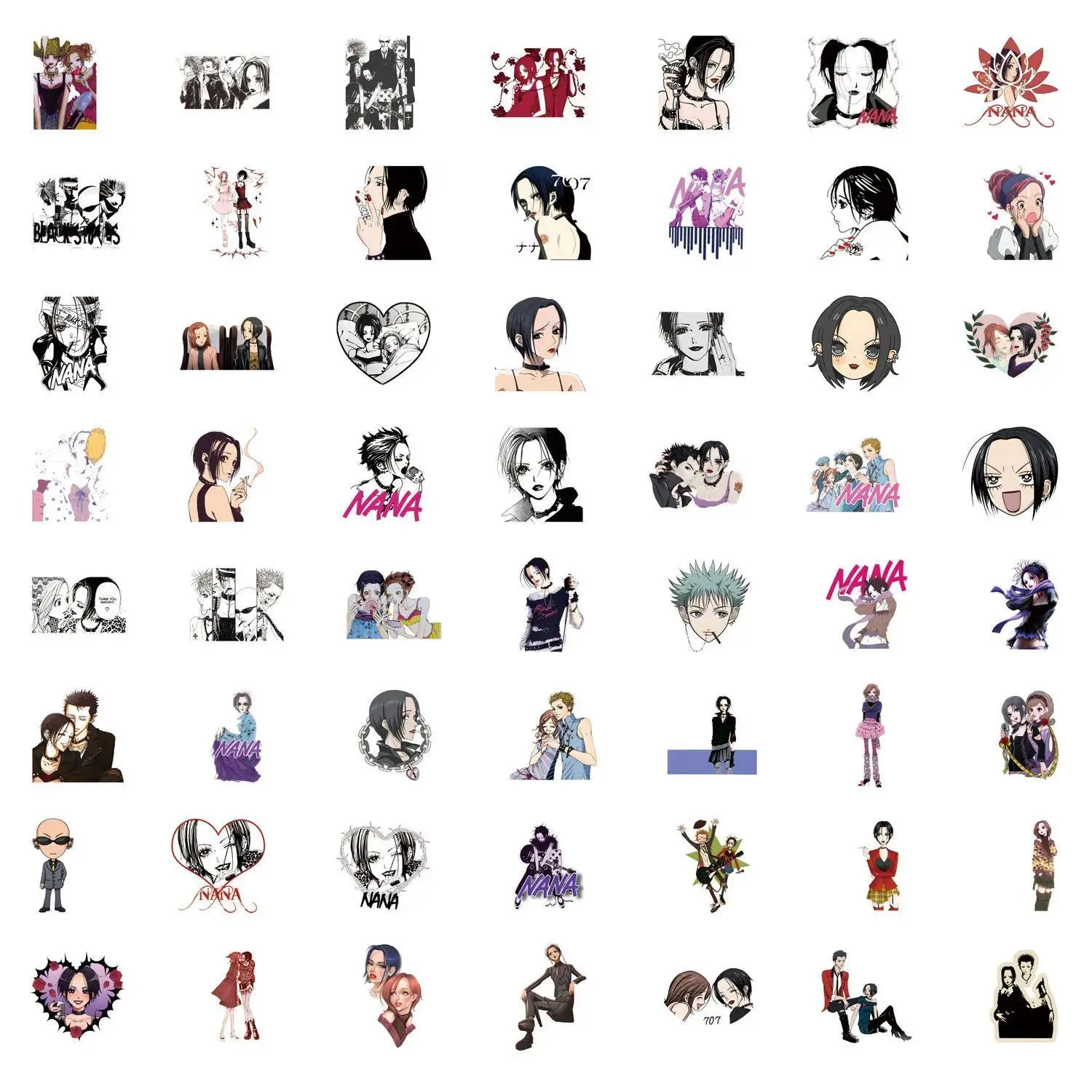 55Pcs Anime Nana Stickers DIY Stickers Scrapbooking Phone Luggage Skateboard Waterproof Decals