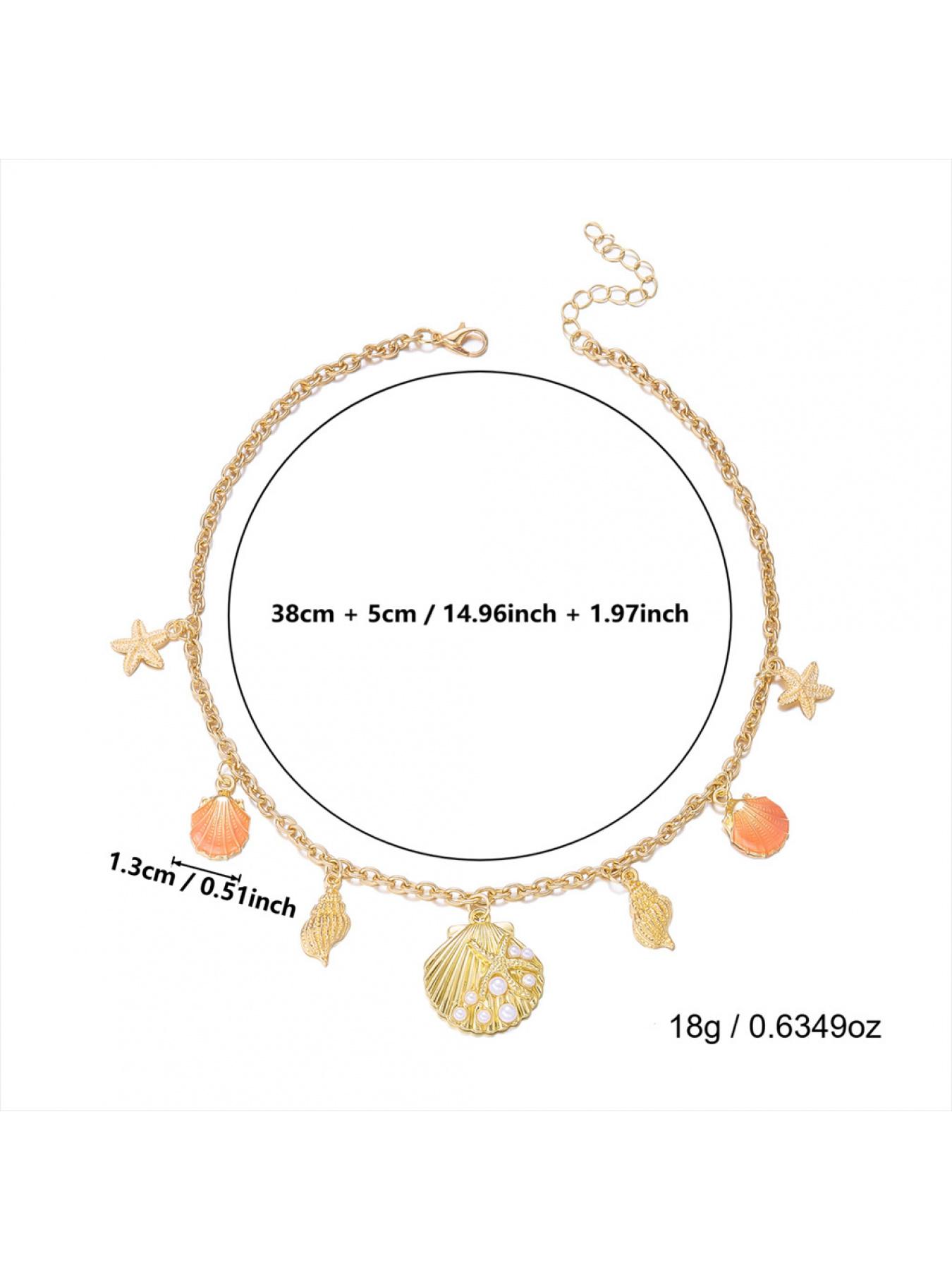 Boho Beach Style Starfish Shell Necklace, Versatile Dolphin Pendant, Perfect for Coastal Vibes, Ideal for Summer