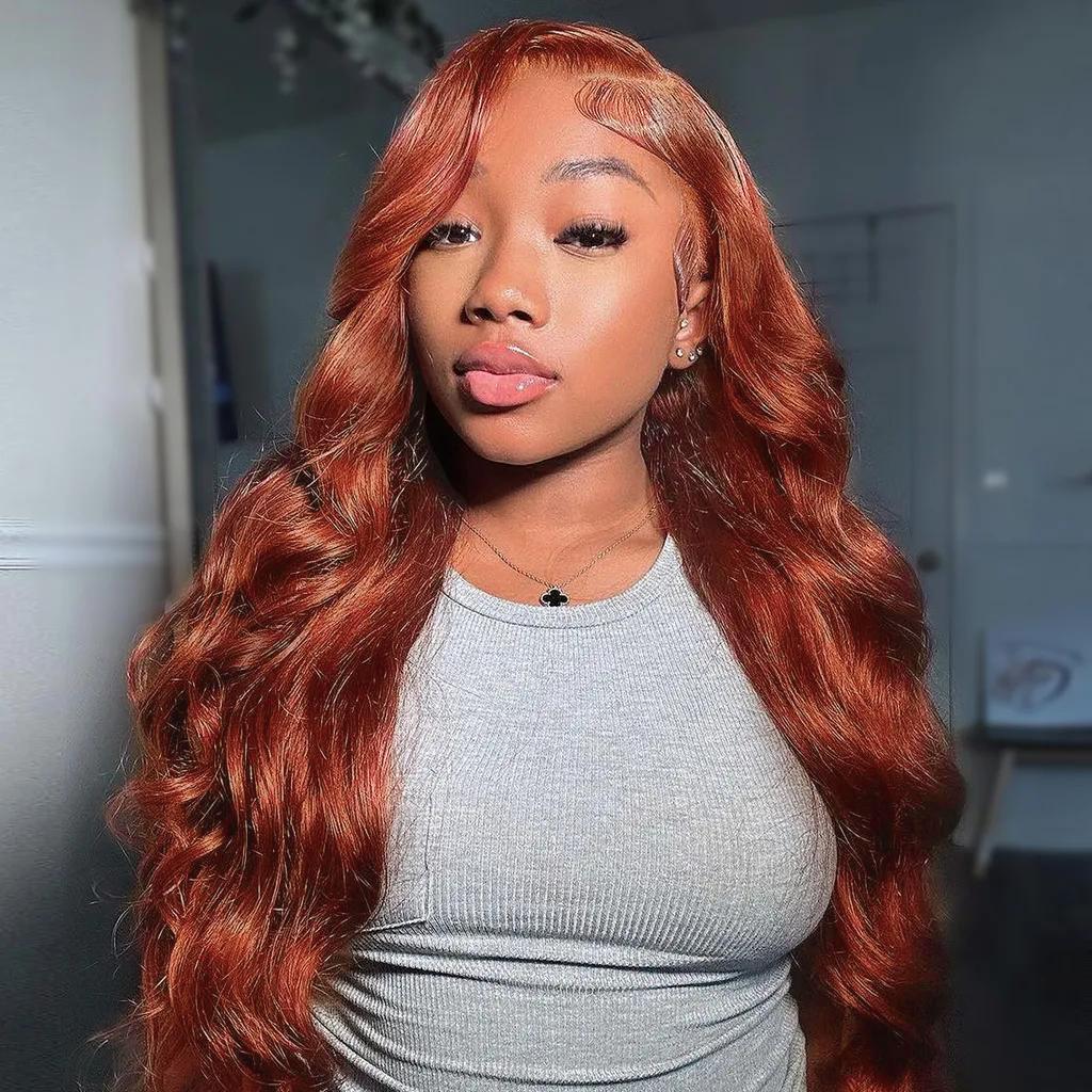 Bling Hair Body Wave Glueless Wig Reddish Brown(Ginger) Colored #33 Preplucked Remy Brazilian 7x5 Lace Closure Wigs Bling Hair Body Wave Glueless Wig Reddish Brown(Ginger) Colored #33 Preplucked Remy Brazilian 7x5 Lace Closure Wigs