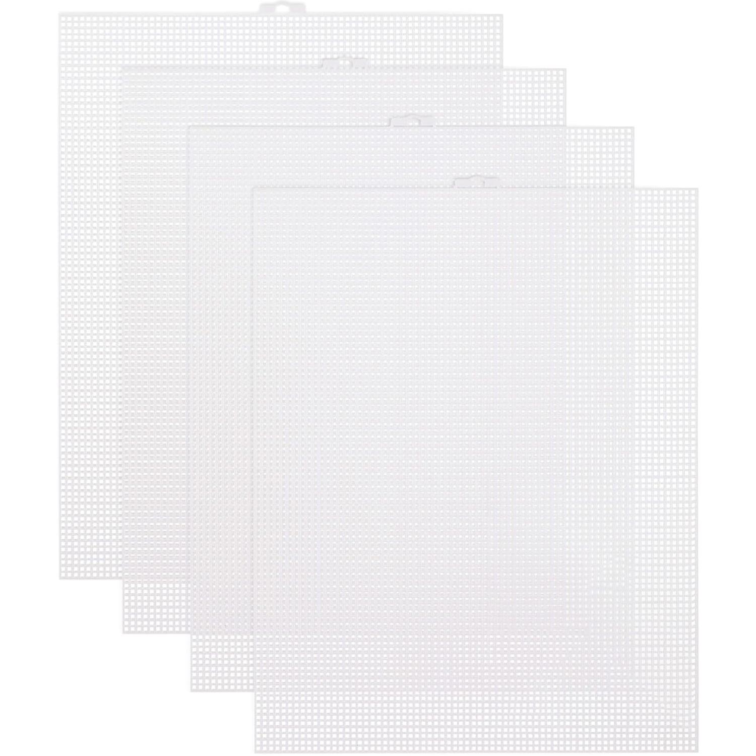4 Pack 14tc Plastic Mesh Canvas Sheets, 11x8.26 Inches, Ideal for Embroidery, Knitting Projects, Monster Masks & Aquarium Splits