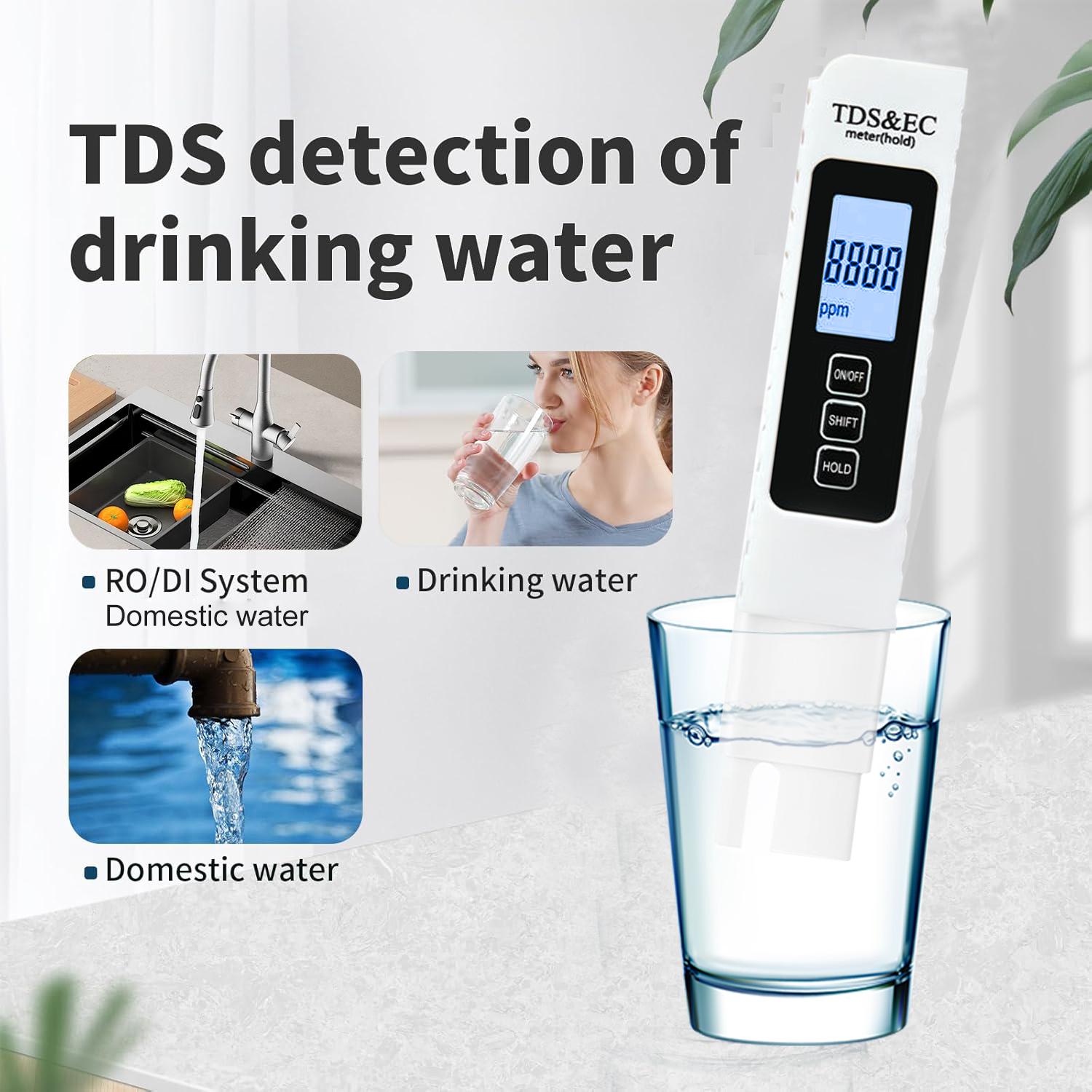 Upgraded 4-in-1 Digital TDS Meter – Professional Water Quality Tester for TDS, EC & Temperature (°C/°F) | 0–9990 ppm High Accuracy | Ideal for Drinking Water, RO Systems, Aquariums, Hydroponics & Pools