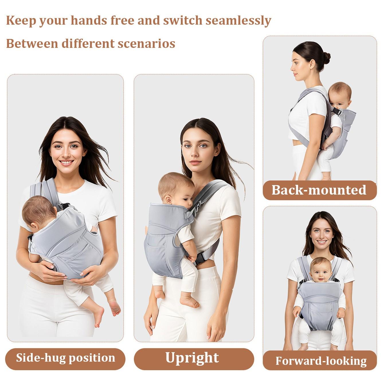 Ergonomic Baby Carrier, Comfortable and Lightweight, Easy to Wear, Waist Support, Suitable for Newborns to Toddlers, Summer Travel