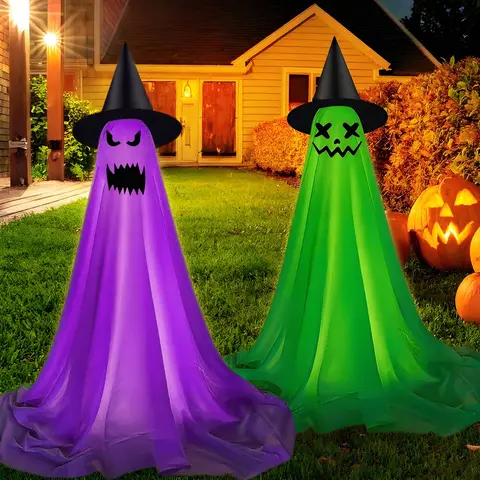 Glowing Ghost for Front Porch, Halloween Standing Ghost with Remote, Weather-Resistant, Light Up, Perfect for Porch Decor, Garden Lawn, Party Decor Design, Spooky Horror Decoration