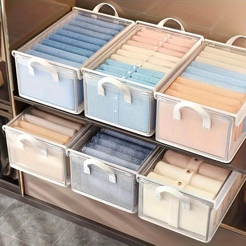 5-Pack Large Foldable Storage Bins  Closet Organizers, Sturdy Stackable Plastic Boxes with Lids, Space-Saving for Clothes, Bedding Seasonal Decor. Multifunctional, Durable  Lightweight for Home, Shelf Under-Bed Storage.