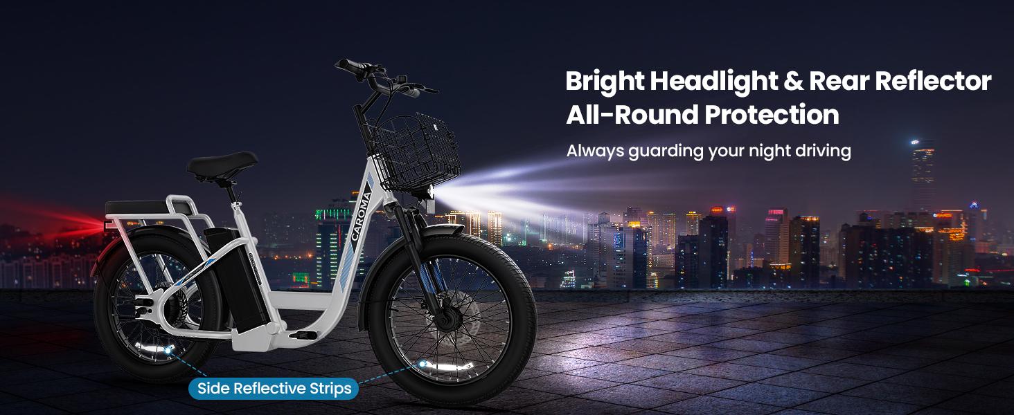 Caroma Peak 1200W Electric Scooter with Seat, 20" X 3" Off-Road Tires, 500Wh Battery, 30Miles Range, 20MPH Top Speed, Adjustable Electric Scooter for Adults with Basket, Adults Ebike for Commuting