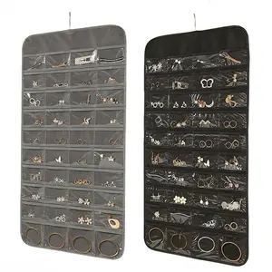 Double-Sided 80-Pocket Hanging Jewelry Organizer – Multi-Compartment Storage for Earrings and Accessories (Dust-Proof)