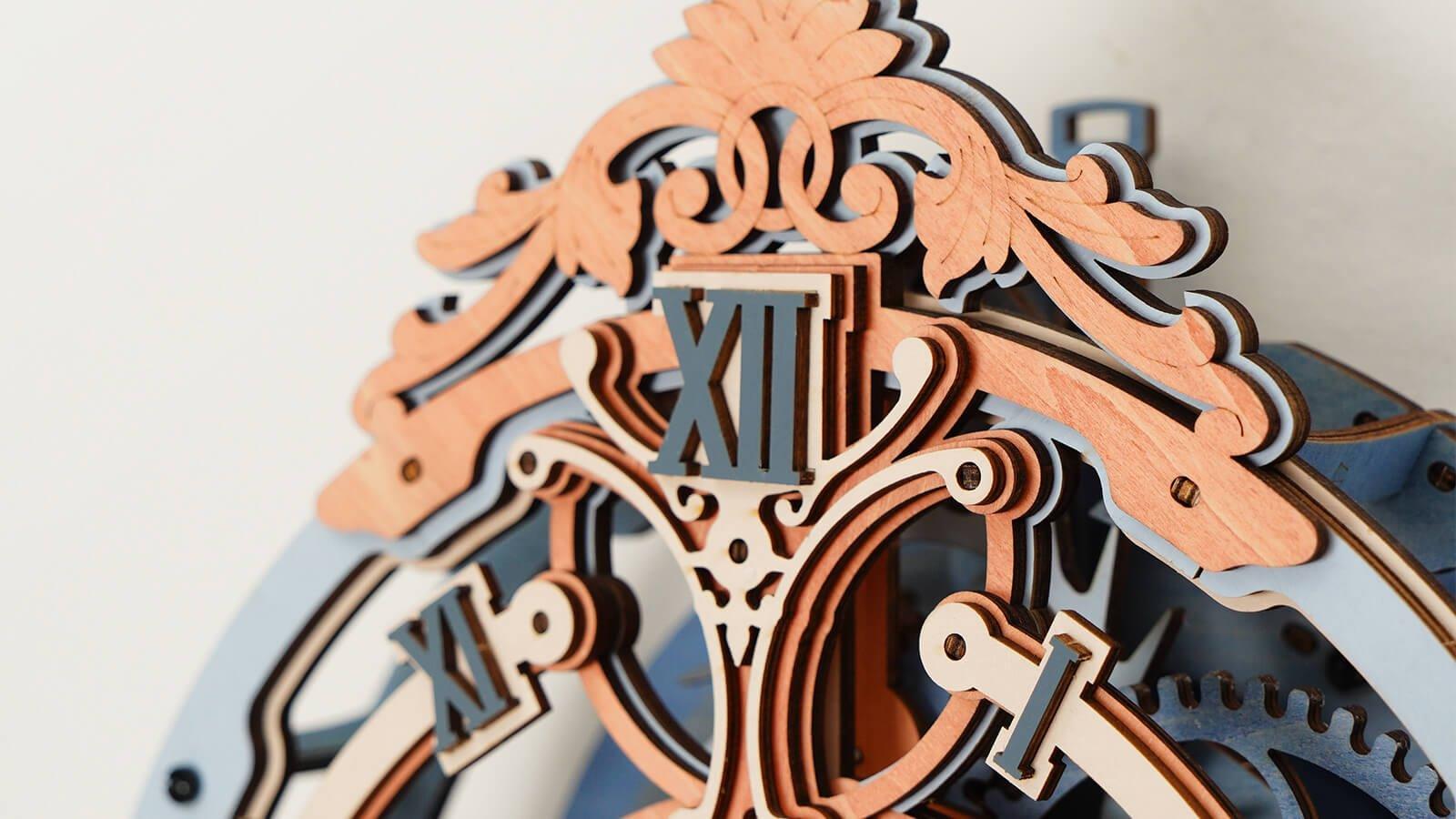 【self-assembly puzzle】ROKR Romantic Note Wall Clock Mechanical Gear 3D Wooden Puzzle LC701, Mechanical Building Model Kits DIY Romance Wall Clock Hobbies for Adults, Home Decor Gifts for Teens