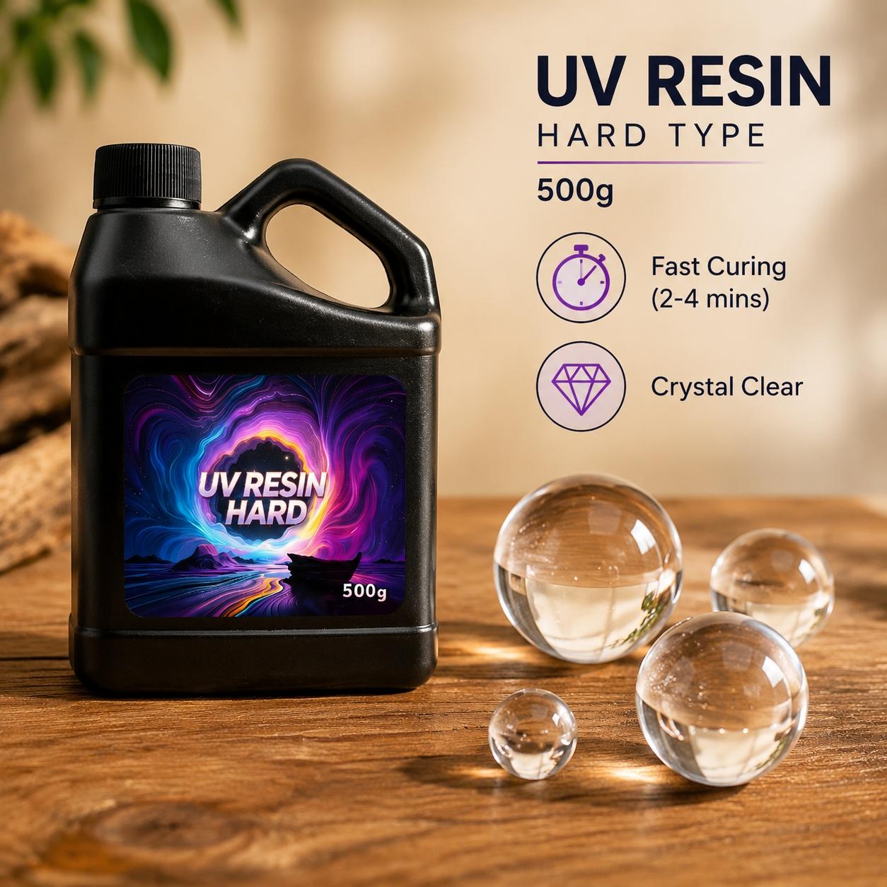 500G And 1000G Upgraded High-Capacity Crystal Clear UV Curing Epoxy Resin - a Brand New Formula Adhesive Resin That Requires No Mixing, Cures Quickly Under UV Or Sunlight, And Has a Transparent High Gloss End. It Is Suitable for Crafts