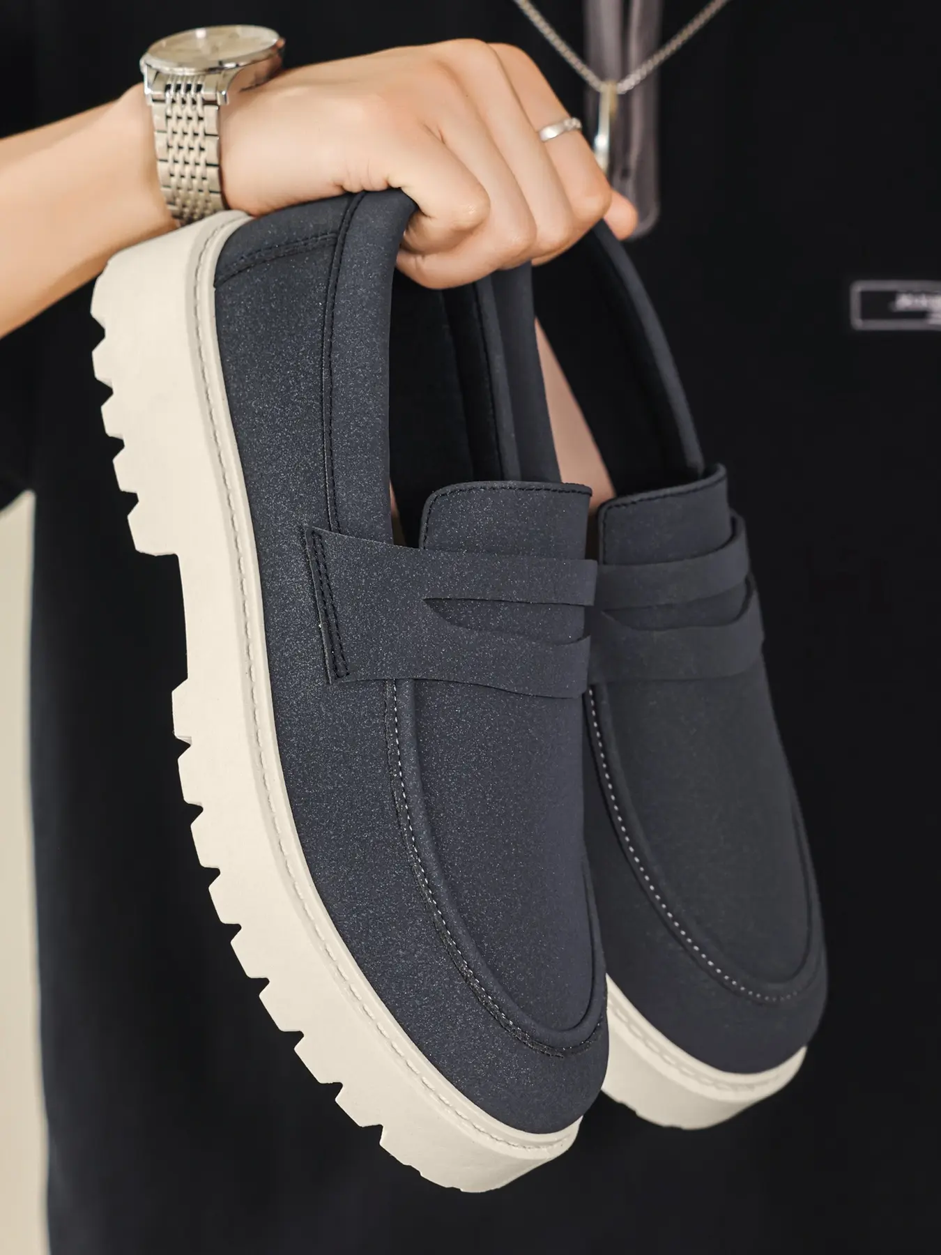 Men's Velvet Texture Slip-On Loafers, Casual Platform Driving Shoes, Non-Slip Lazy Shoes for Daily Commute, Slip On Style