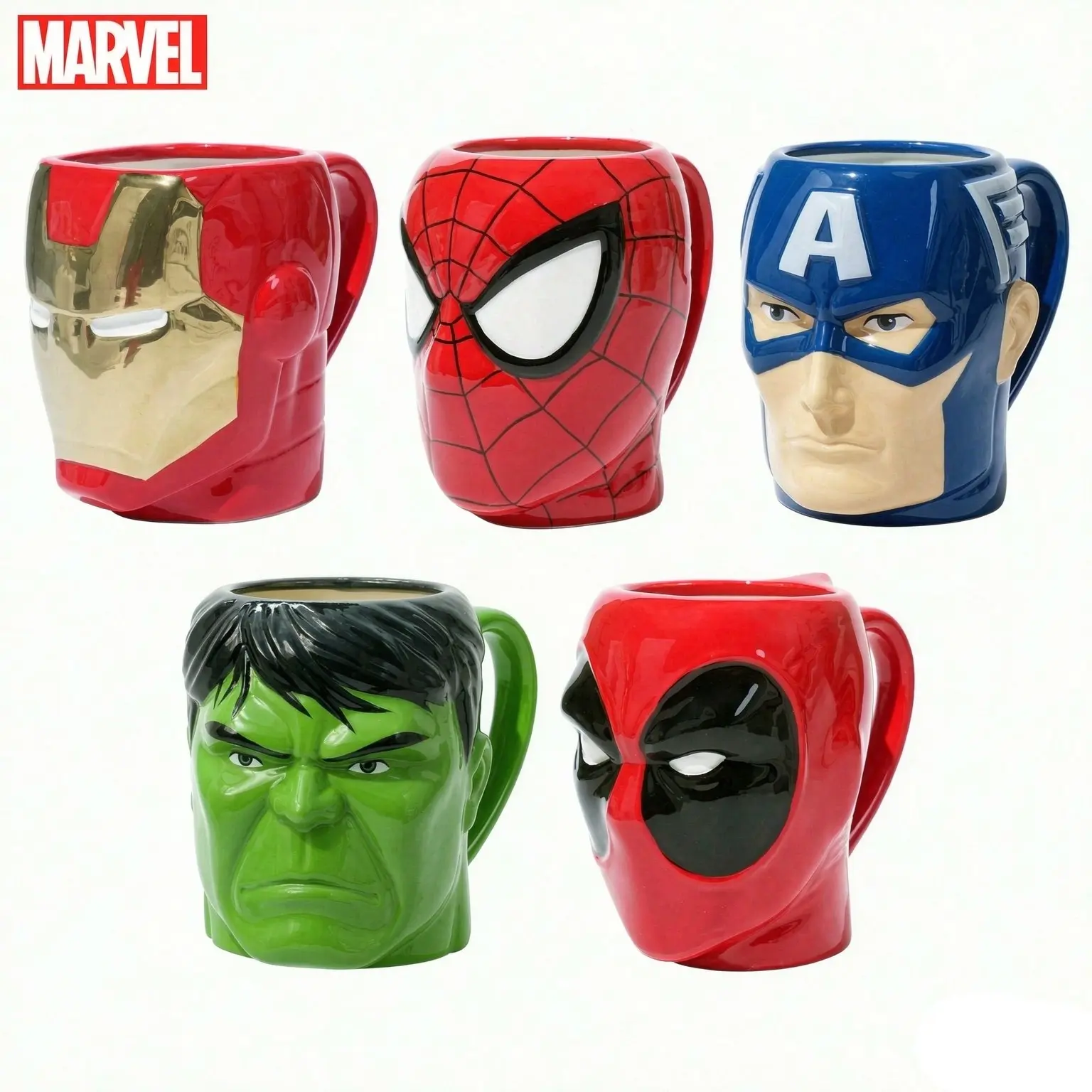 Marvel Licensed Ceramic Mug, Spiderman Captain America Hulk Deadpool Print, Coffee Mugs Cup for Home Office, Perfect Birthday Gift
