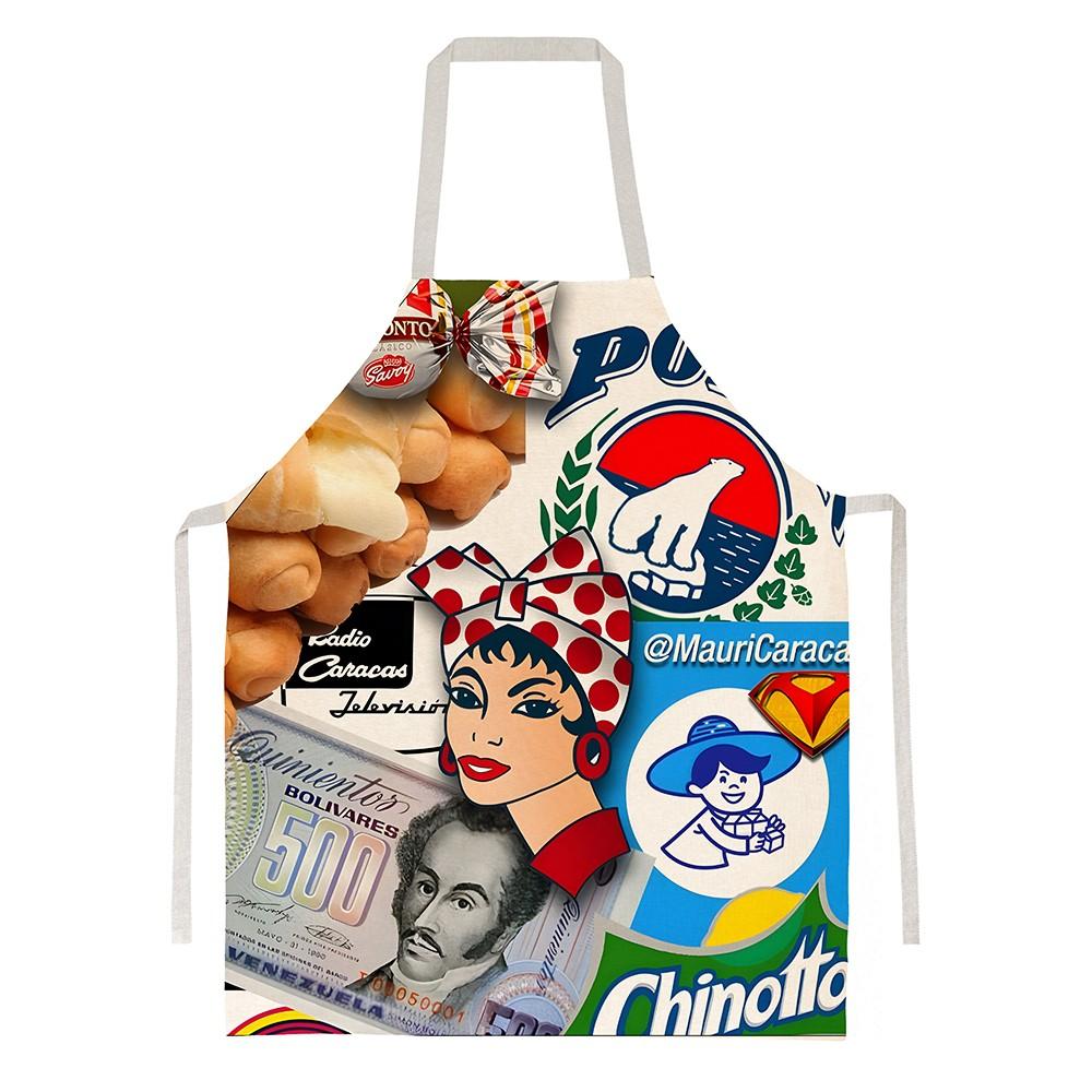 Pop Art Vintage Girl Print Kitchen Apron, Retro Collage Style Women's Chef Apron, Stain-Resistant Durable Cooking Apron