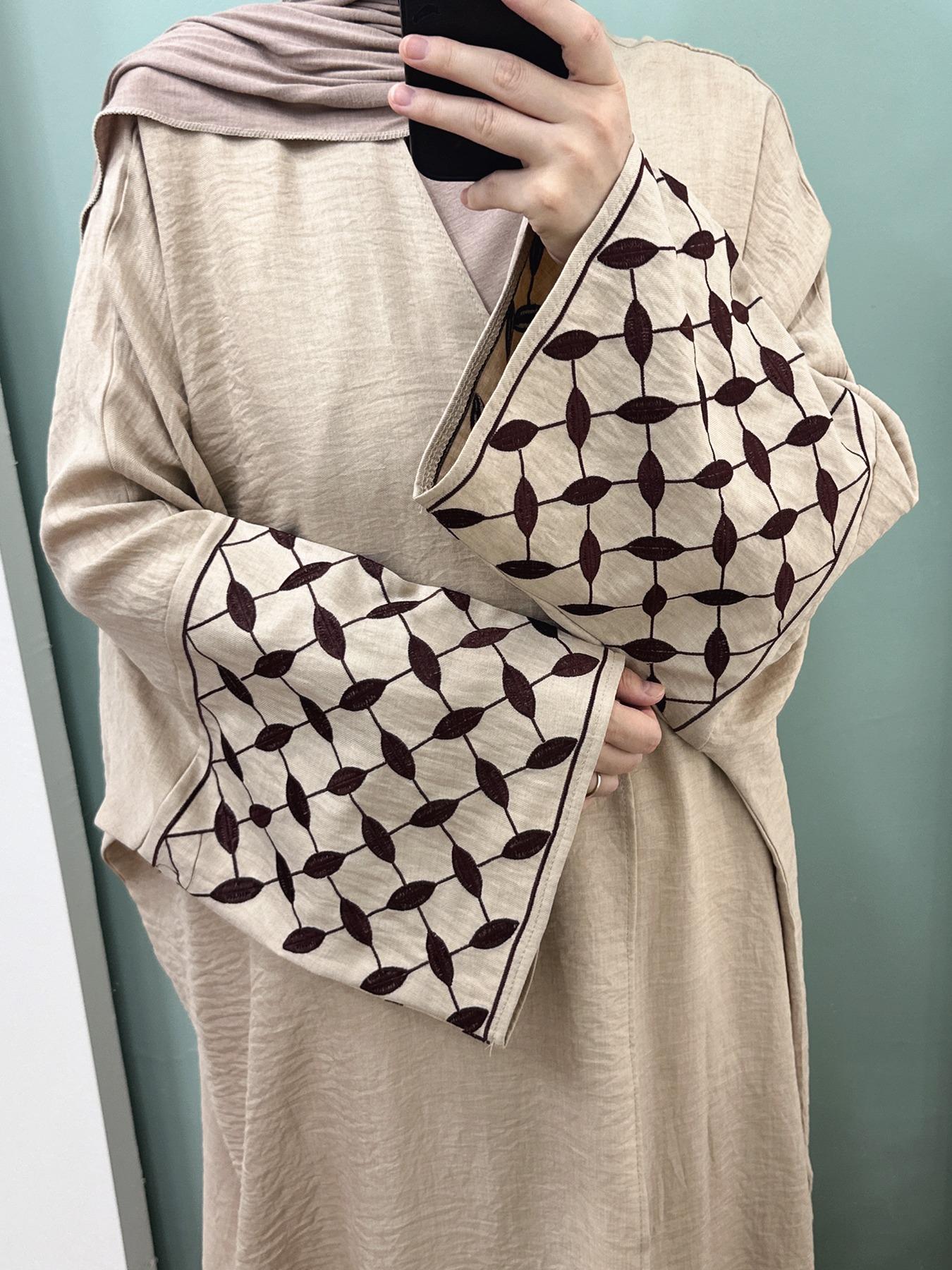 Women's Embroidery   Abaya, Modest Casual Long Sleeve Abaya for Daily Wear, Ladies Islamic Clothing for All Seasons, Modesty Muslim Clothing