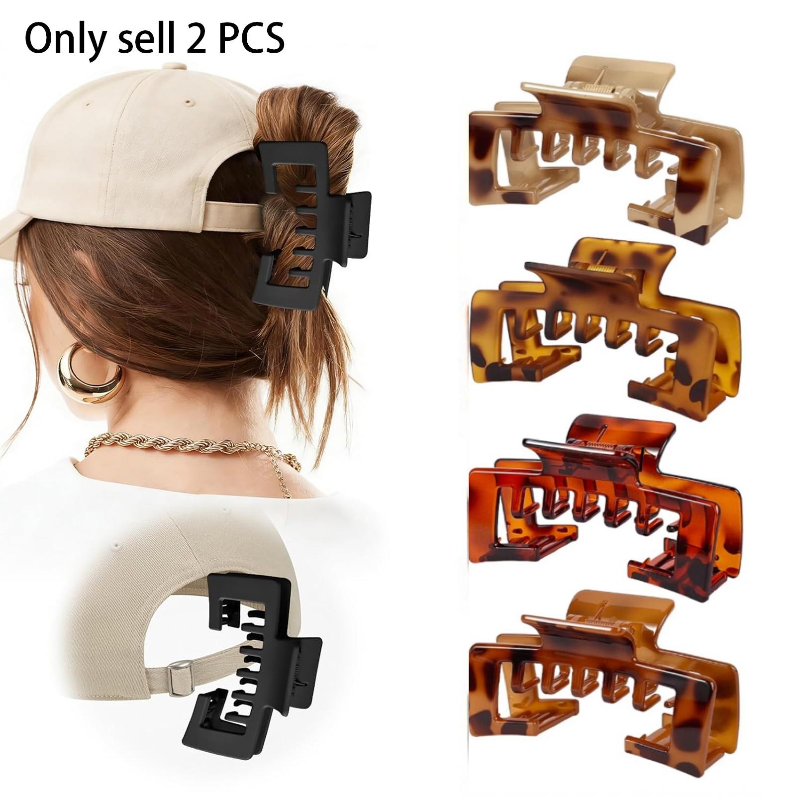 2 PCS Claw Clips for Baseball Caps, Strong, Non-Slip Square Design, Hair Accessory Gifts, Mixed Color for Thick and Fine Hair, Hair Clip for Hat for Women Girls