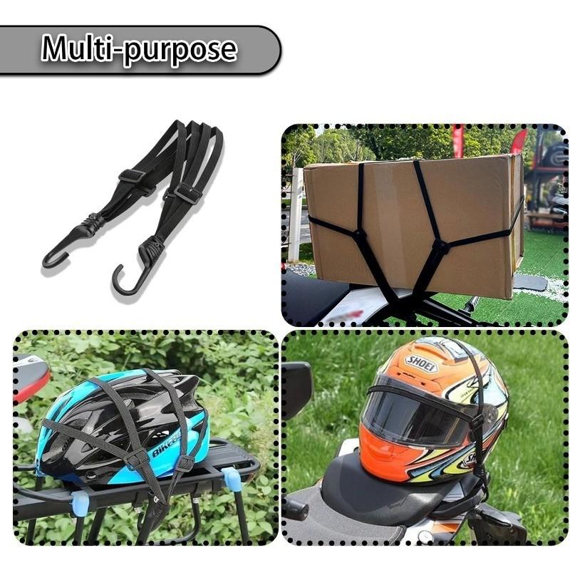 5pcs Universal Motorcycle Helmet Lanyard, Adjustable Elastic Rope with Dual Hooks, Four-Strand Split Binding Strap