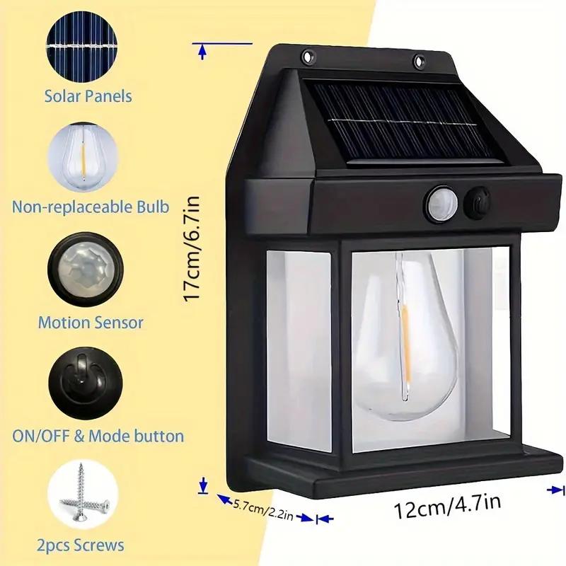 4 Pack Solar Outdoor Wall Lights with Motion Sensor - Waterproof IP65 Garden Security Lighting, 3 Modes Auto Dusk to Dawn, Wireless Decorative Lamp for Patio, Villa, Pathway (Modern Black Design)