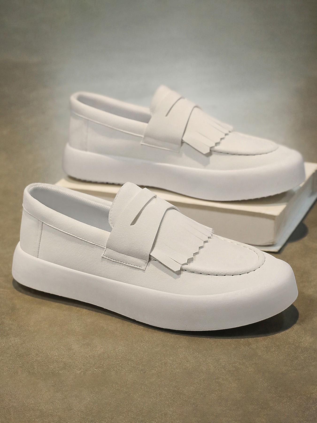 Men's Large Size Fringe Loafers, Breathable Canvas Slip-Ons, Thick Sole Casual Sneakers, Lightweight Comfort for All Seasons