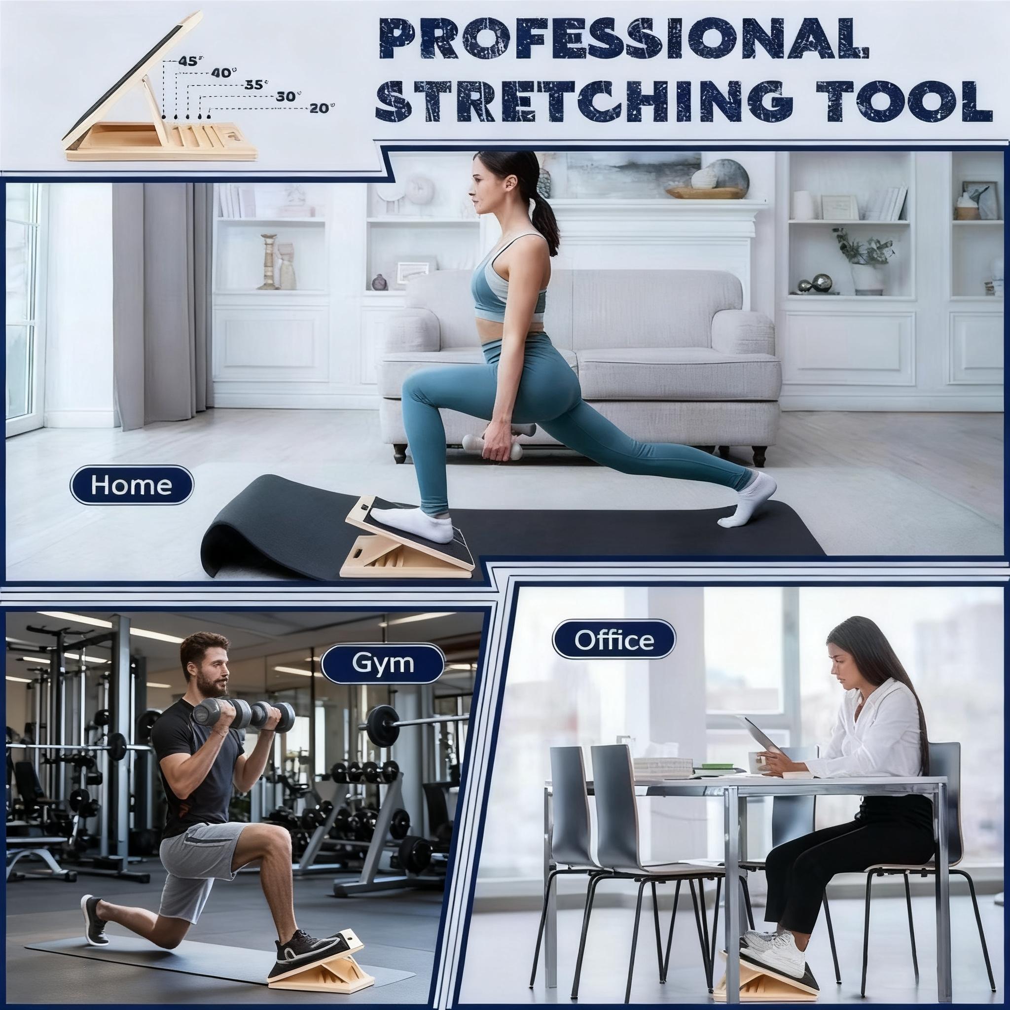 Portable Wooden Slant Board for Calf Stretching Squats Calf Stretcher Pilates Physical Therapy Equipment Adjustable Incline Board for Knees Ankle Heel Feet Leg