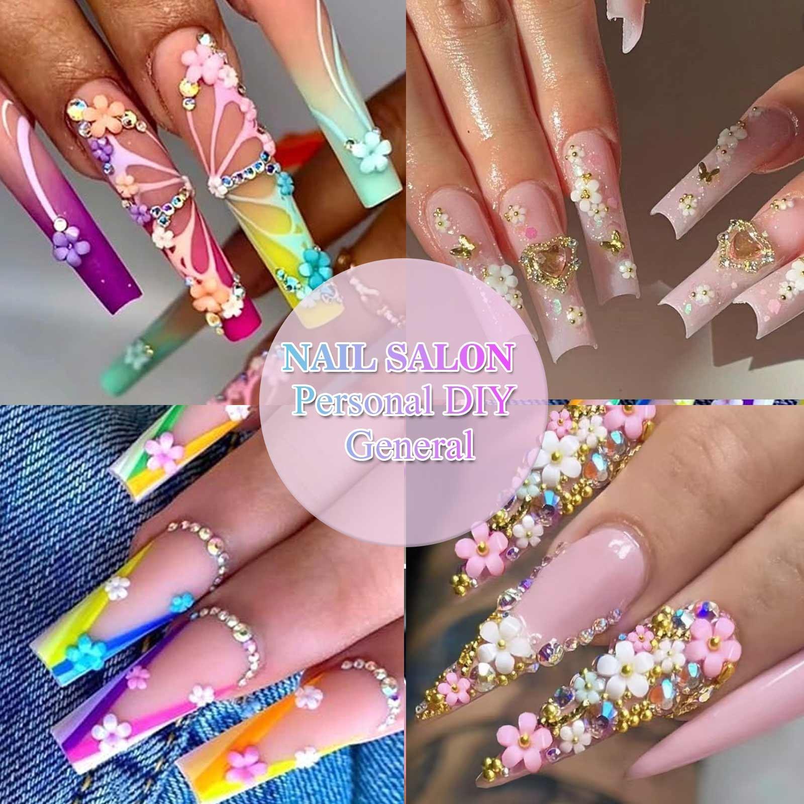 Multicolor five-petal flower nail art accessories, available in 6 compartments/12 compartments/24 compartments, ultra-thin cherry blossom petals, suitable for various styles of nail decoration, for professional nail salons