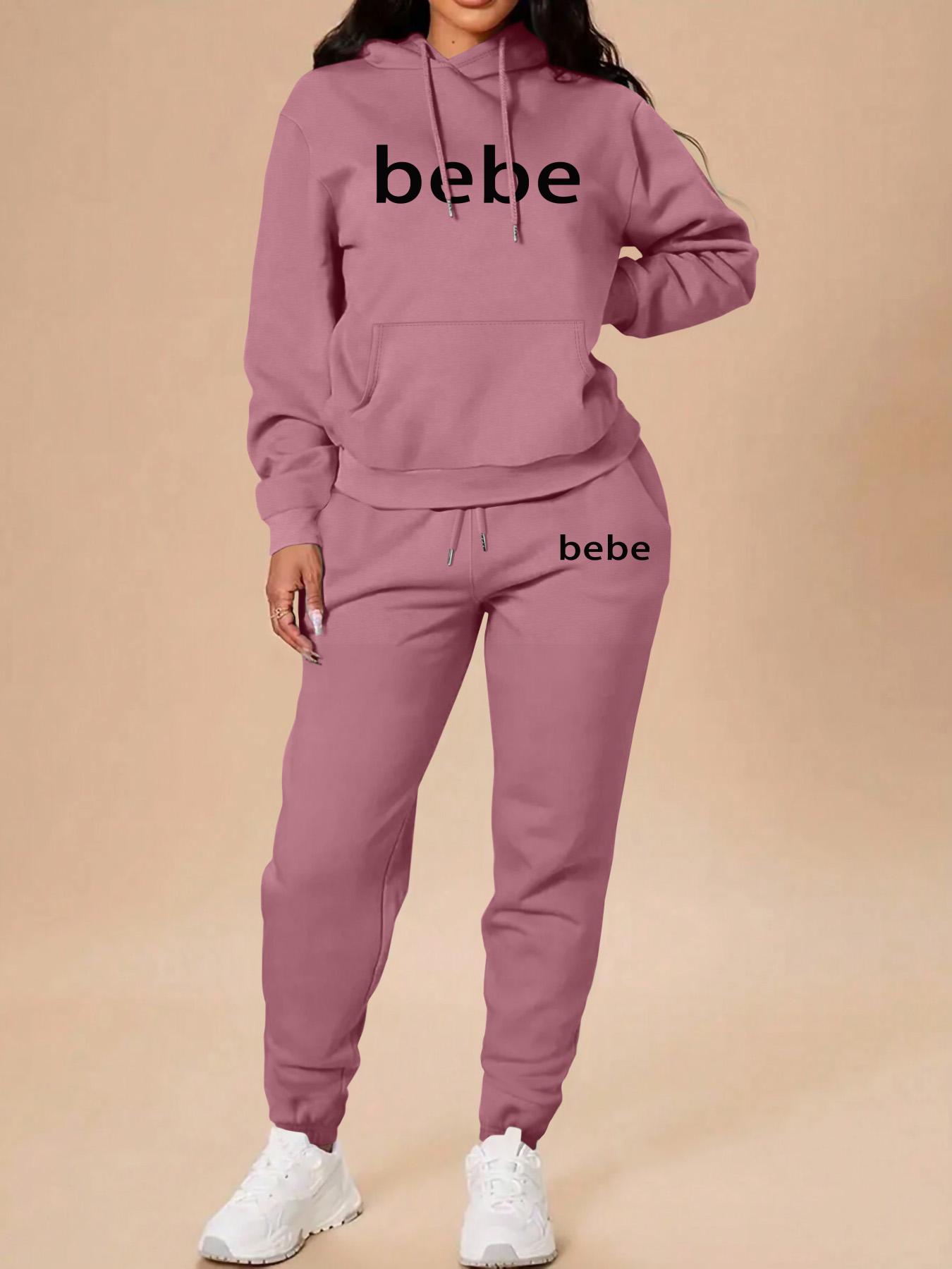 Women's Long Sleeve Hoodie Set, Christmas Cartoon Print Sweatshirt & Pants, Casual Fitted for Fall & Winter