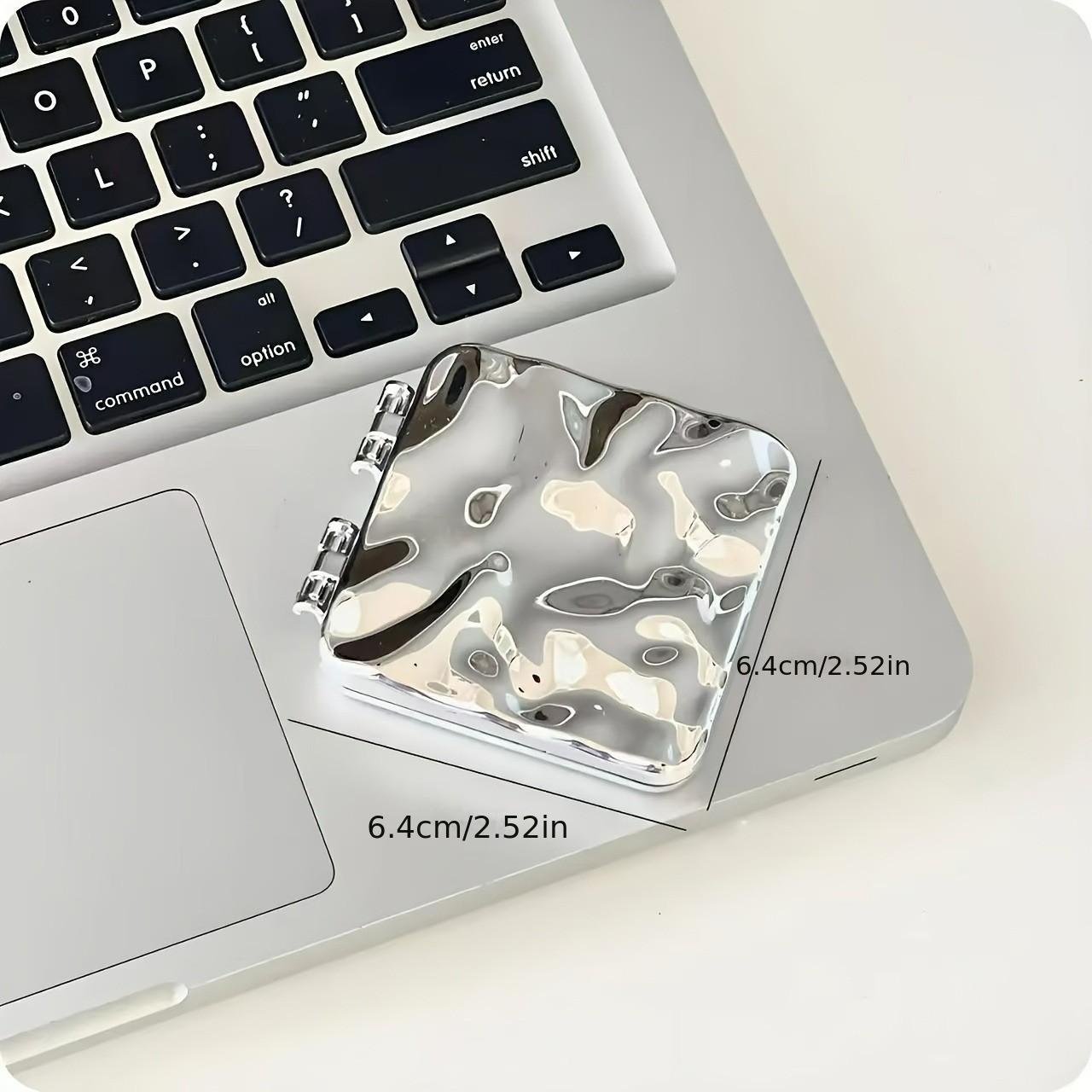 Double-Sided Electroplated Wave Texture Folding Mirror, High-Definition, No Distortion, Mini Size, Pocket or Bag Fit, Perfect Gift