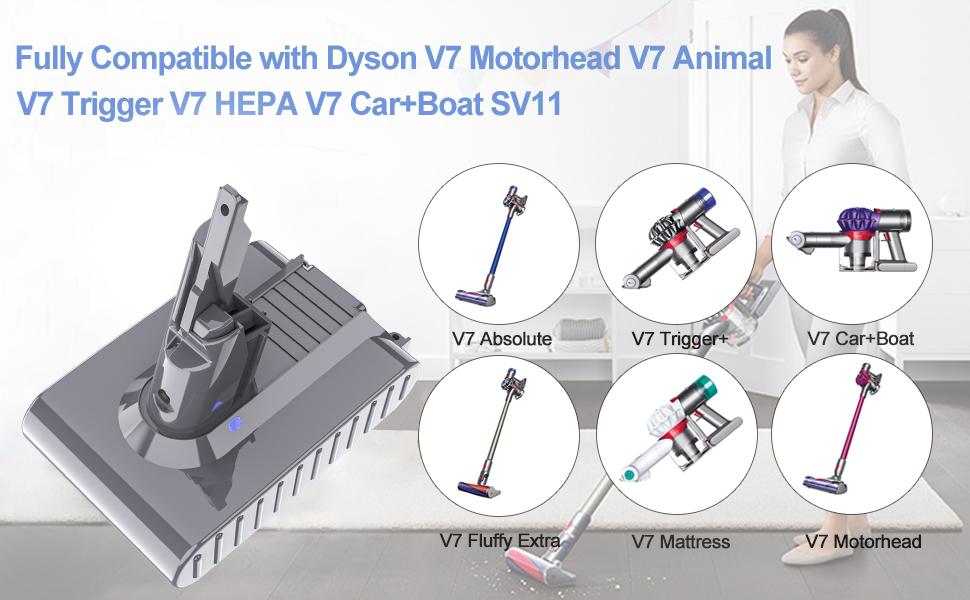 Upgraded 6.0Ah V7 SV11 Battery 229687 Replacement for Dyson V7 Animal/Trigger/Motorhead Pro/Car+Boat/SV11 V7 Battery Replacement Handheld Cordless Vacuum Cleaner 21.6v Li-ion 6 Cell 229687 Battery