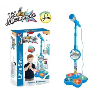 Star Karaoke Microphone Toy with Stand – Portable, LED Lights & Built-in Songs, Interactive Musical Toy for Kids & Family Parties, Encourages Singing Fun, Great Easter & Children's Day Gift