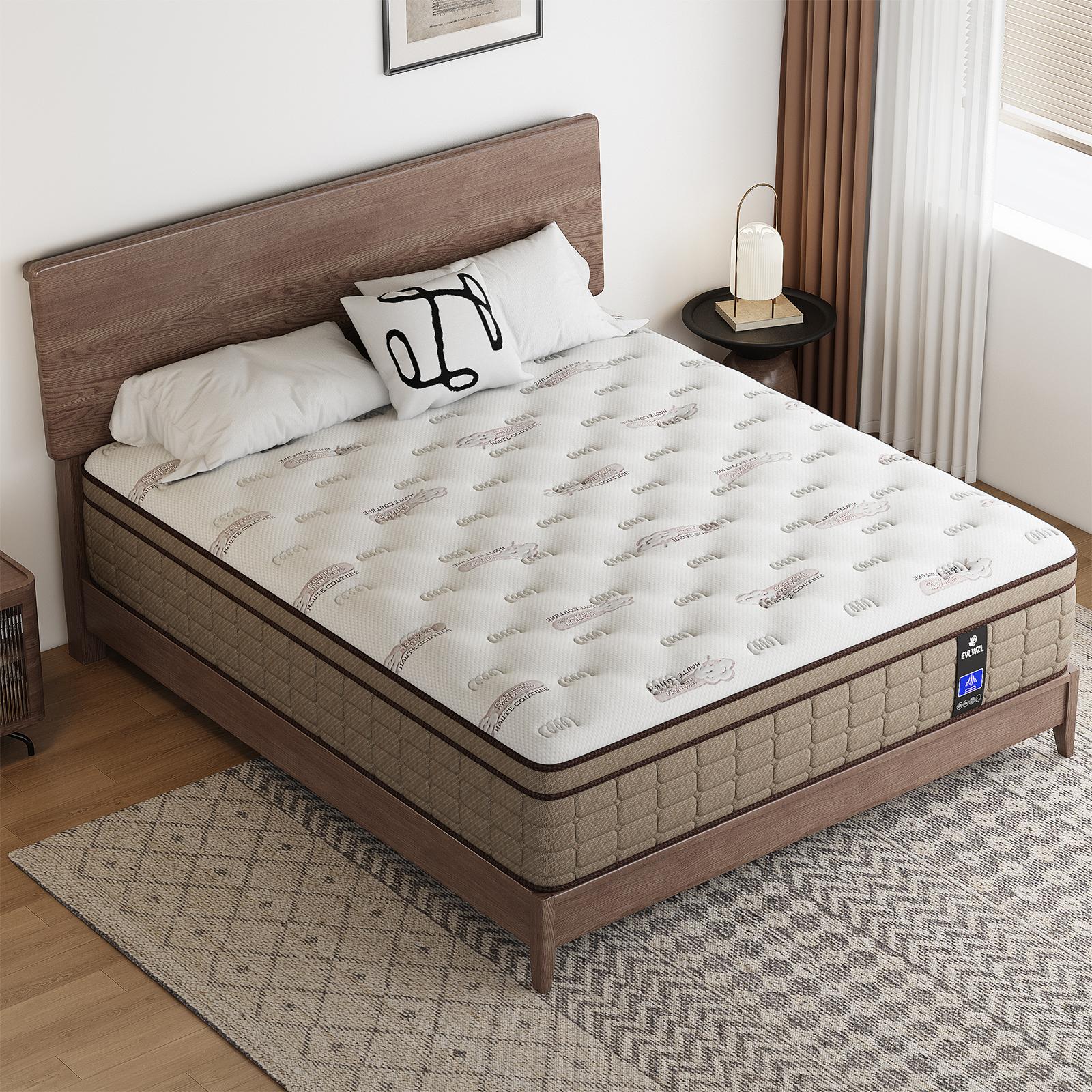 【EVLWZL】12 Inch Twin, Full, Queen, King Mattress Memory Foam And Spring, Hybrid MattressMedium Firmness, Lumbar Support, For Home Rooms Hotels, Boxed Halloween ChristmasGift Furniture Ergonomic queen size mattress Interior Modern queen size mattress