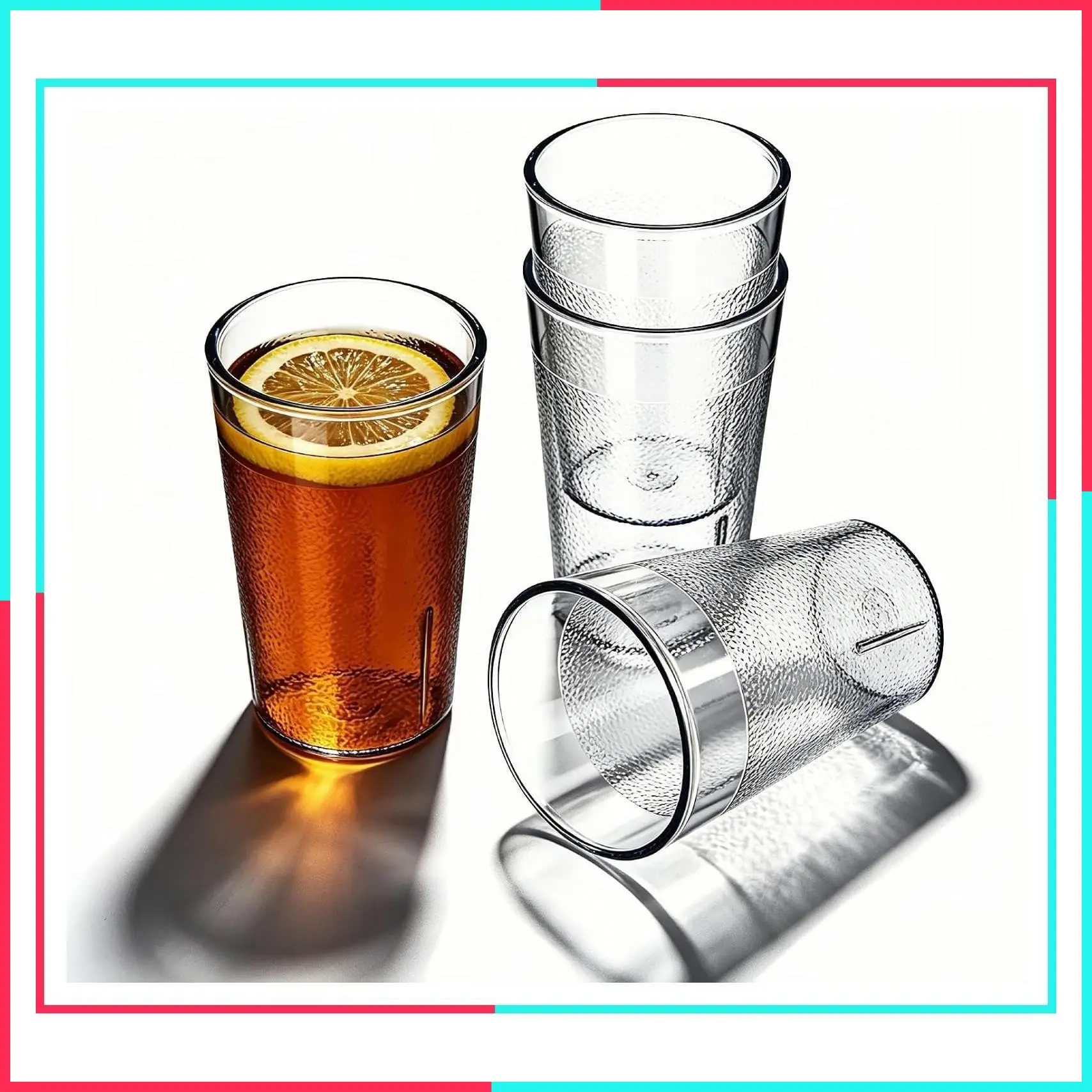 Stackable Plastic Cups, Shatterproof Drinking Glasses Set of 4, BPA Free Dishwasher Safe, Unbreakable Clear Acrylic Tumblers, Commercial Grade Restaurant Cups for Home Kitchen Party Bar 5 oz