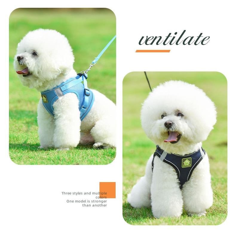 Adjustable Vest-Style Pet Harness with Leash - Reflective Safety, Breathable, Choking Prevention Harnesses for Outdoor Walking Dogs and Cats