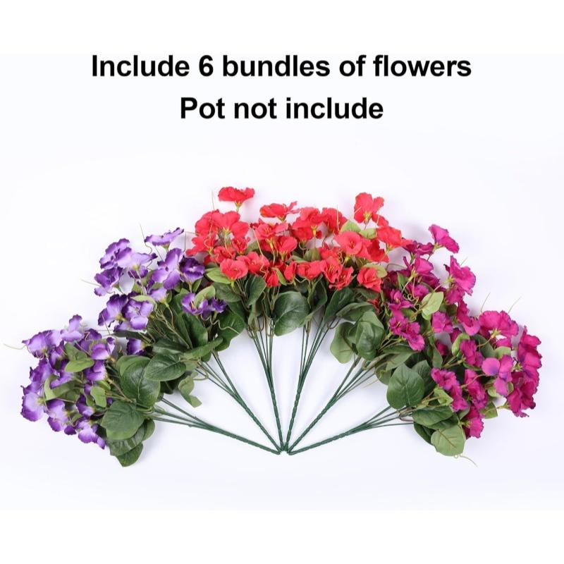 6 Pack Artificial Hibiscus Flowers, UV Proof Faux Silk, Outdoor Spring Decoration, No Pot, Mixed Color, Home Decor, Garden, Party