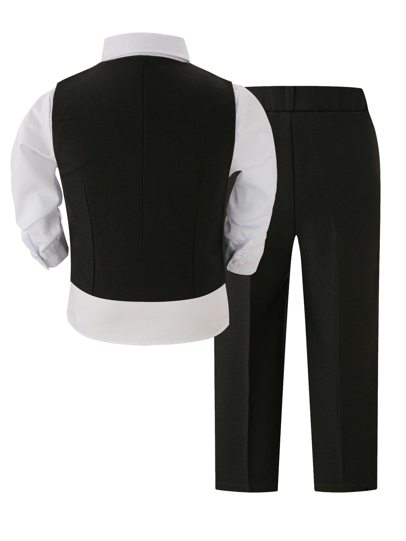 3-piece formal vest set for boys, junior outfit including vest, pants, and bow tie (shirt not included), perfect gift for weddings, graduation ceremonies and Party, suitable for young children and teenagers with a height of 100-150 cm - 24102