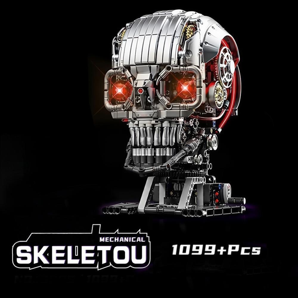 Mechanical Skull LED Building Blocks Model, Stem Education Puzzle Toy, High Difficulty DIY Kit, Gift for Kids & Adults, Collectible Display Piece