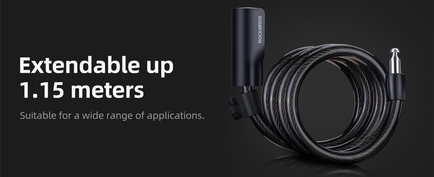 ROCKBROS Bike Lock Cable 4 Feet Bicycle Cable Lock with Mounting Bracket 2 Secure Keys 1/2 Inch Diameter