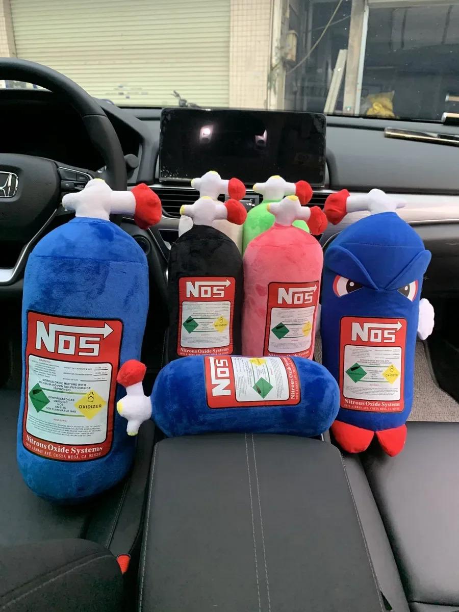 NOS Nitrous Oxide Bottle New Plush Toys Pillow Stuffed Soft Turbo JDM Cushion Gifts Car Decor Headrest Backrest Seat Neck