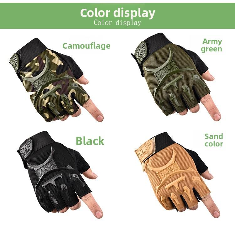 Unisex Adult Half-Finger Bicycle Gloves with Little Seal Print, Anti-Skid Protection for Outdoor Cycling, Fitness - Black