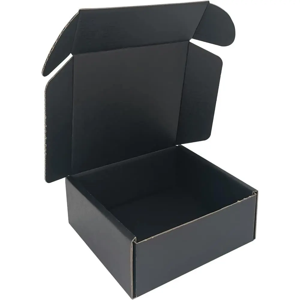 50 Pack 5x5x2'' Small Shipping Boxes, Corrugated Cardboard Mailers for Business, Black (CM552B)