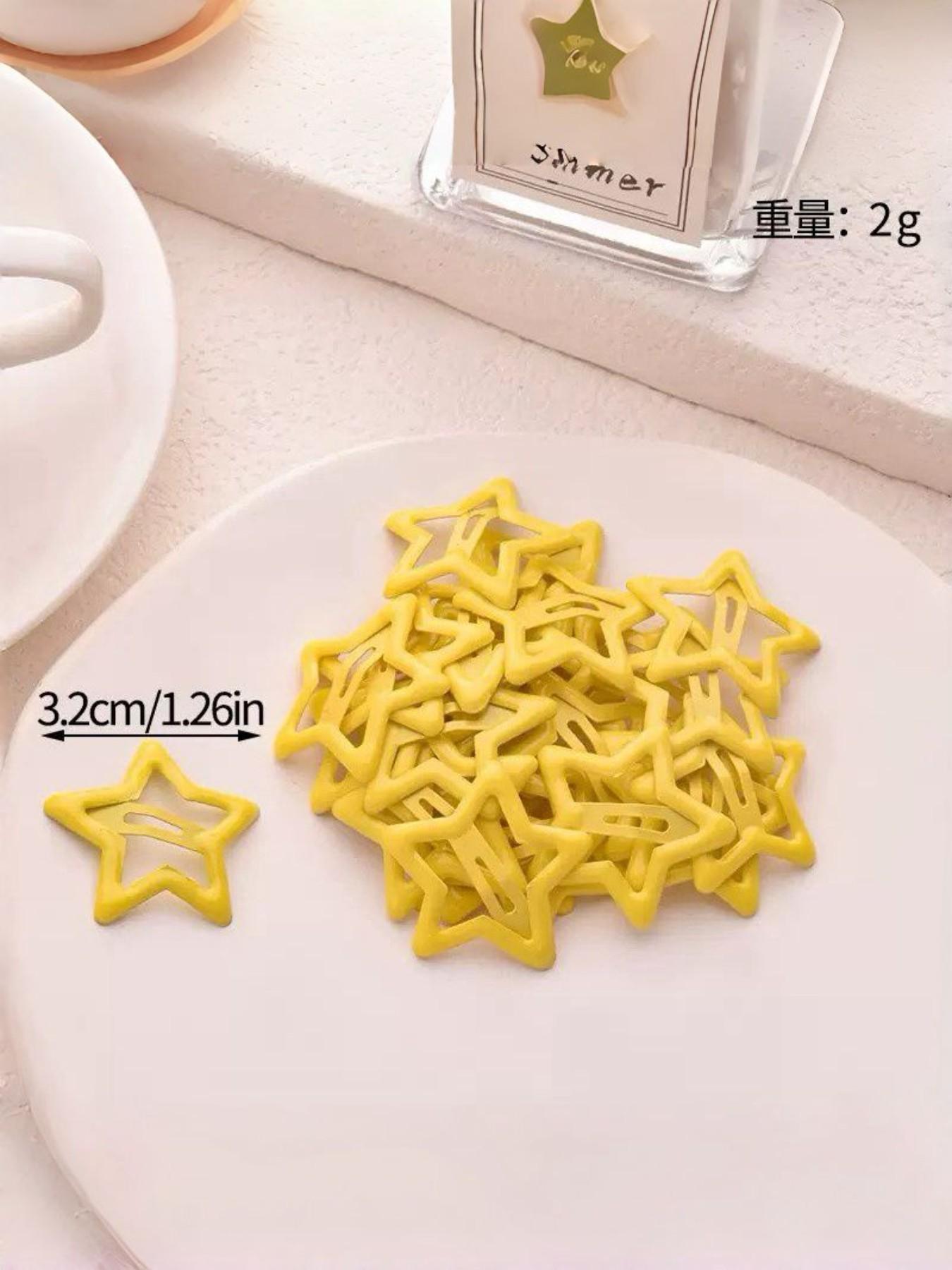 Star-Shaped Hair Clips Set of 10, Trendy Macaron Colors, Perfect for Music Festivals & Daily Use, Adorable Accessories