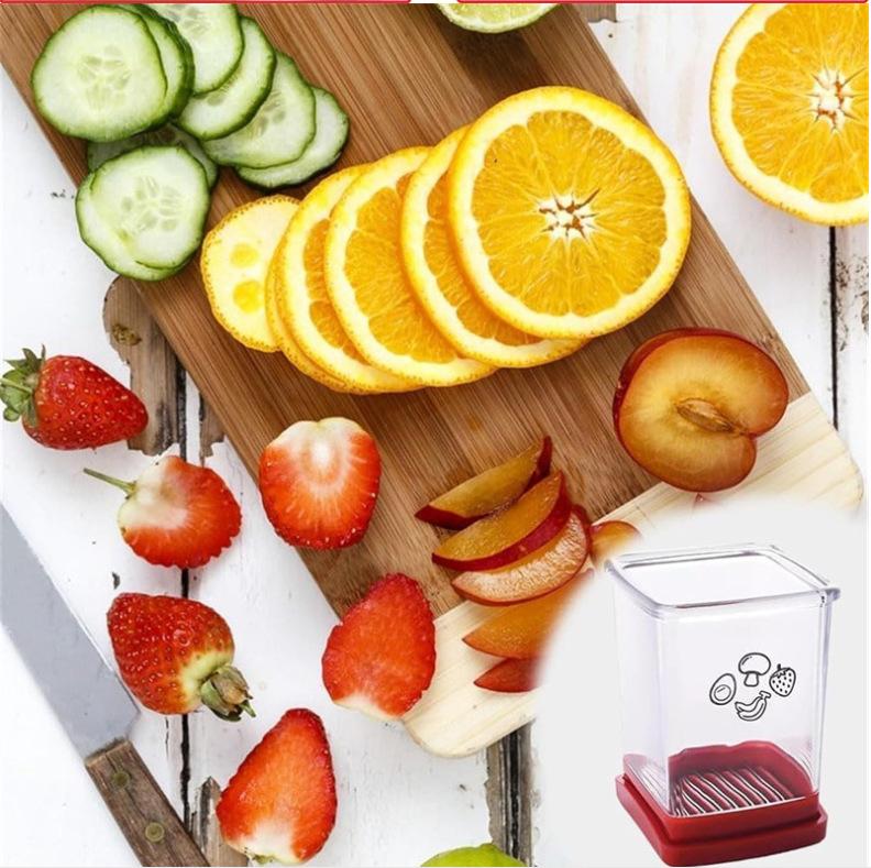 Cup Slilcer, Fruit&Vegetable Fst Cutting Slicer, Kitchen Accessories Stainless Steel Blade Fruit Slicer Cup, Vegetable Chopper, Strawberry Cutter