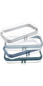 4 Pcs Hard Clear Zipper Case Makeup Bags Plastic Zipper Pouch Transparent Storage Box Containers for Cosmetics, Snacks, Building Blocks, Puzzles(Clear,5 x 3 x 2 in,Multicolor)