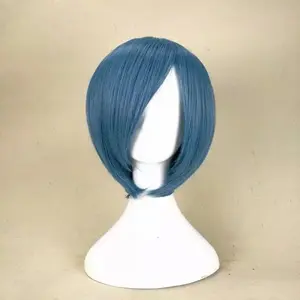 Anime Cosplay Wig Synthetic Hair Wigs Short Curly Purple Black High Temperature Fiber Wigs