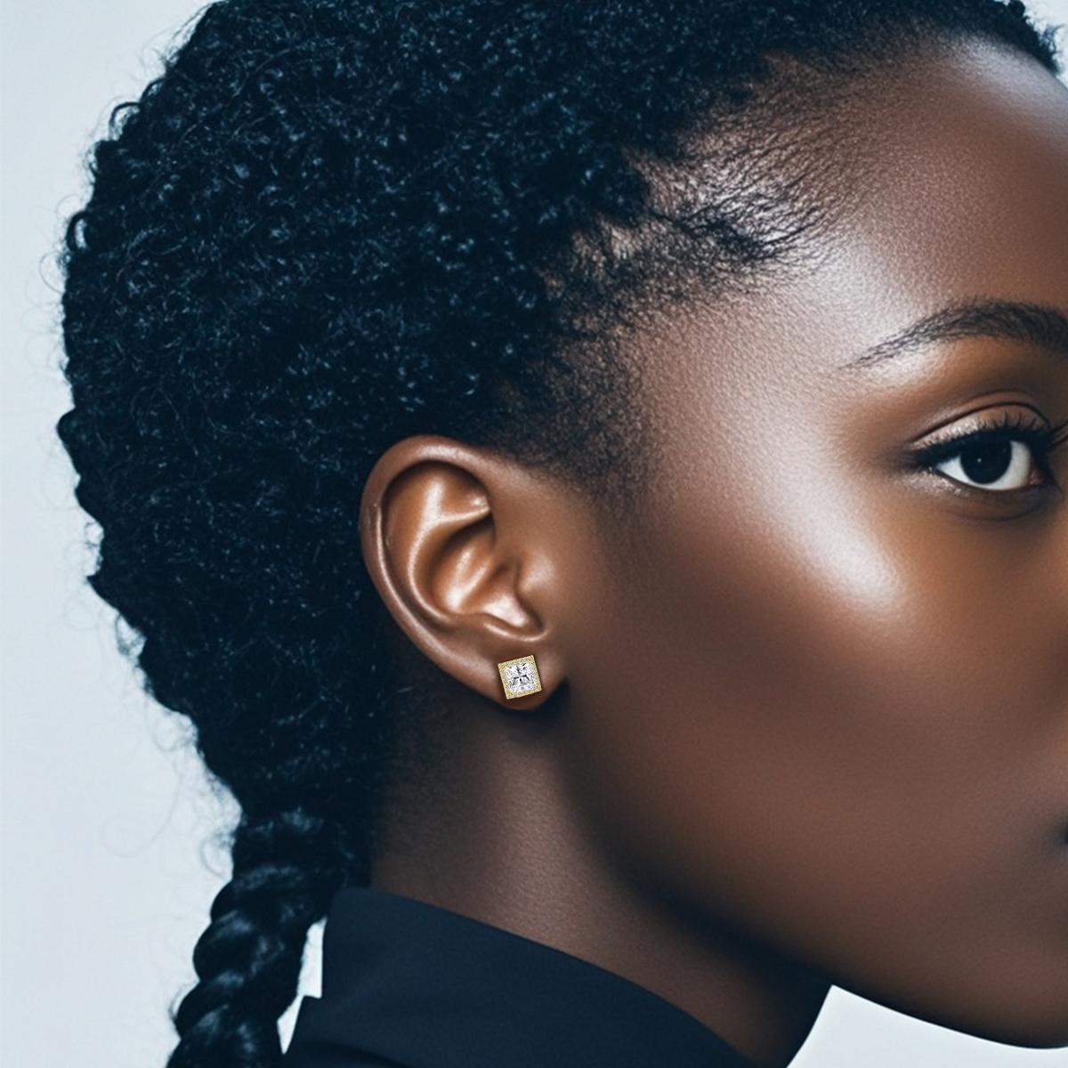 Delzzad 14K Gold-Plated Princess Halo Stud Earrings Lab-Created Moissanite Stud Earring S925 Sterling Silver Moissanite Jewelry Perfect Birthday Mother’s Day Christmas Gift for Men Women Wedding Set Delzzad 14K Gold-Plated Princess Halo Stud Earrings Lab-Created Moissanite Stud Earring S925 Sterling Silver Moissanite Jewelry Perfect Birthday Mother’s Day Christmas Gift for Men Women Wedding Set