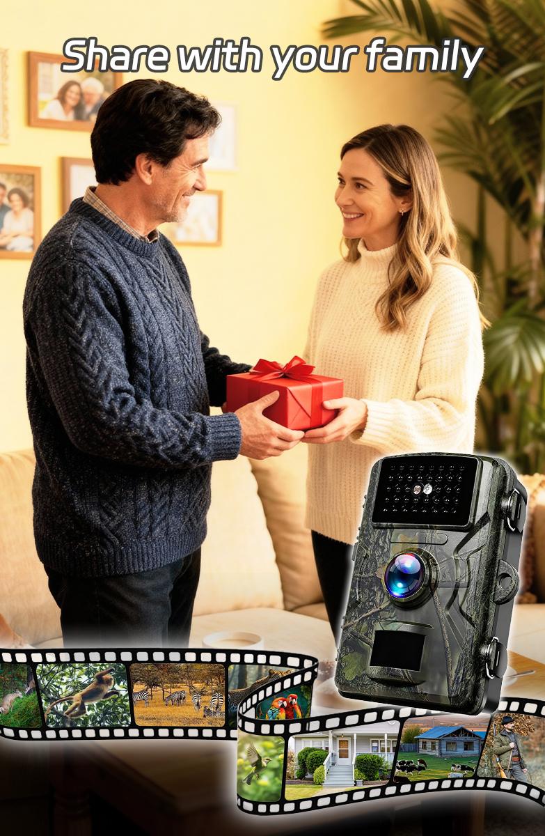 1080P Hunting Camera, Waterproof Night Vision Mini Spy Camera, Outdoor Wildlife Monitoring, Includes 32GB SD Card, Optional