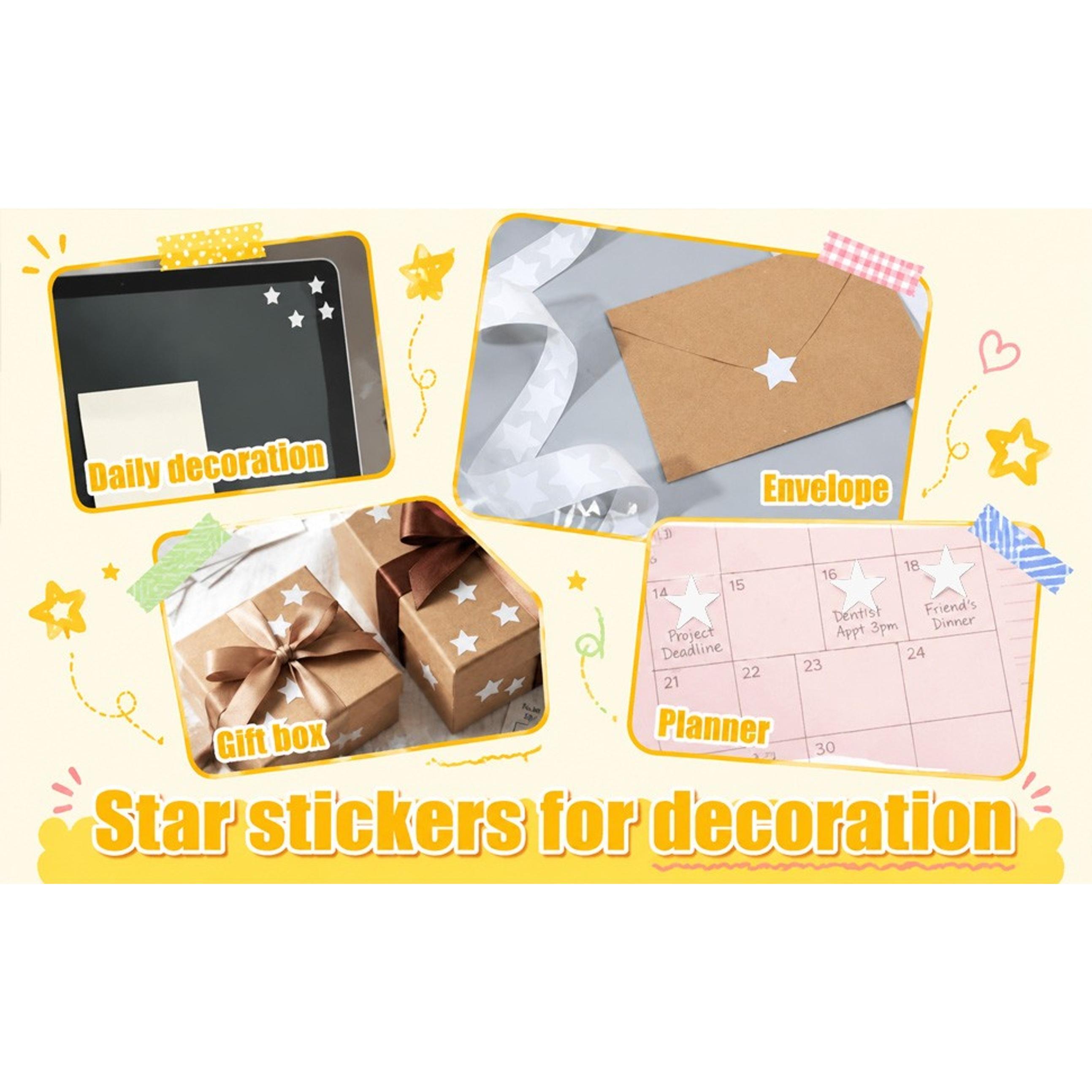 White Star Stickers Roll, 500 PCS Small Star Stickers 1 Inch Self-Adhesive Stars Labels, Waterproof Removable Stars Labels for Reward Children Teacher Business Crafts
