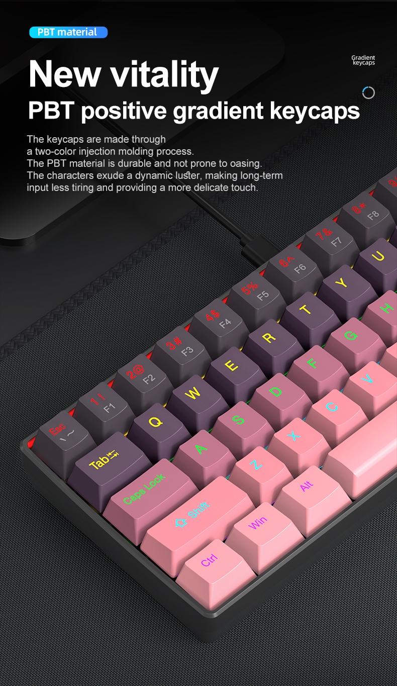 61 Key USB Wired Mechanical Gaming Keyboard Apayado K61, Compact Design, Full Keys Hot Swappable , Blue/Red Switches, E-Sports Office Use, Compact Design