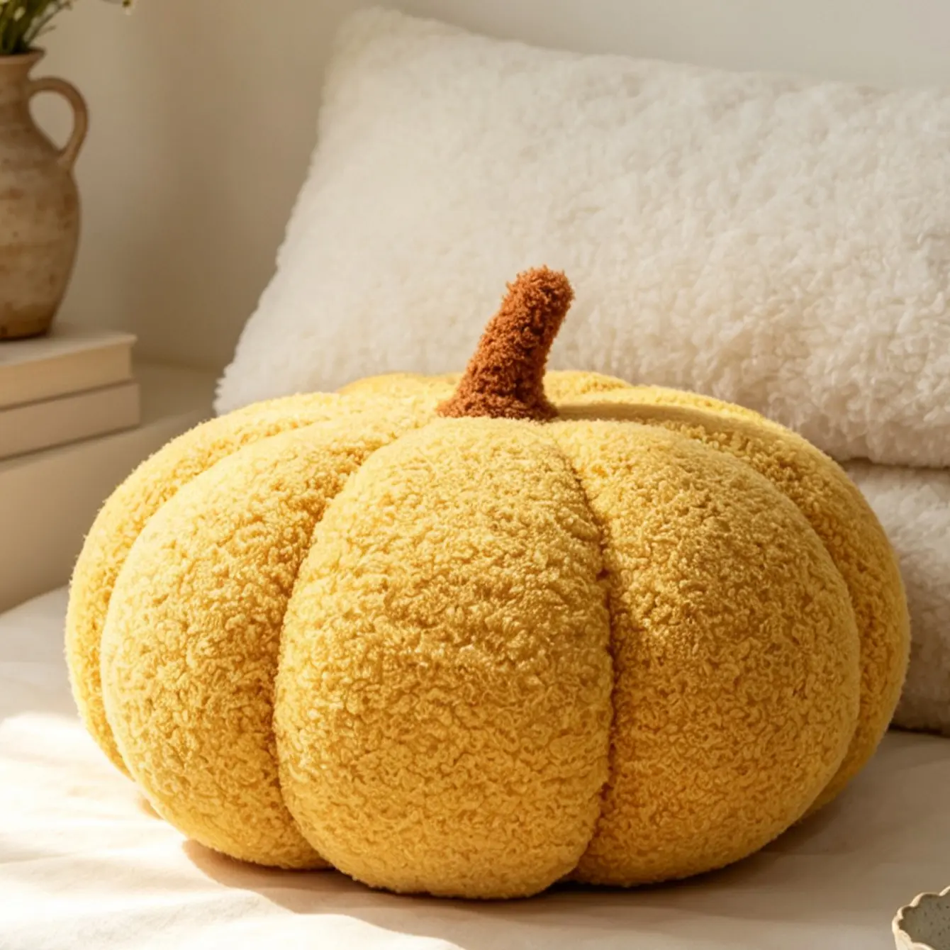 Autumn Plush Pumpkin Decorative Pillow, Halloween Thanksgiving Home Decoration, Soft Fabric Pumpkin Set, Fireplace Table Living Room Bedroom Farmhouse Style
