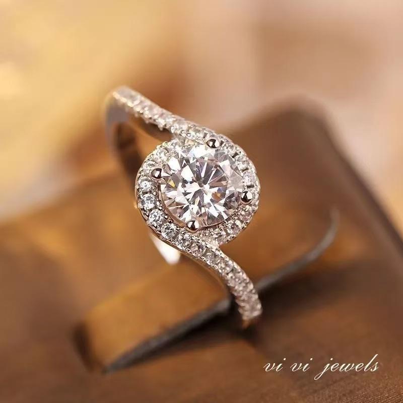 Women's Luxury 6-Prong CZ Ring, Copper High-End Fashion Band, Minimalist Couple Ring, Ideal Proposal & Wedding Gift for Holidays