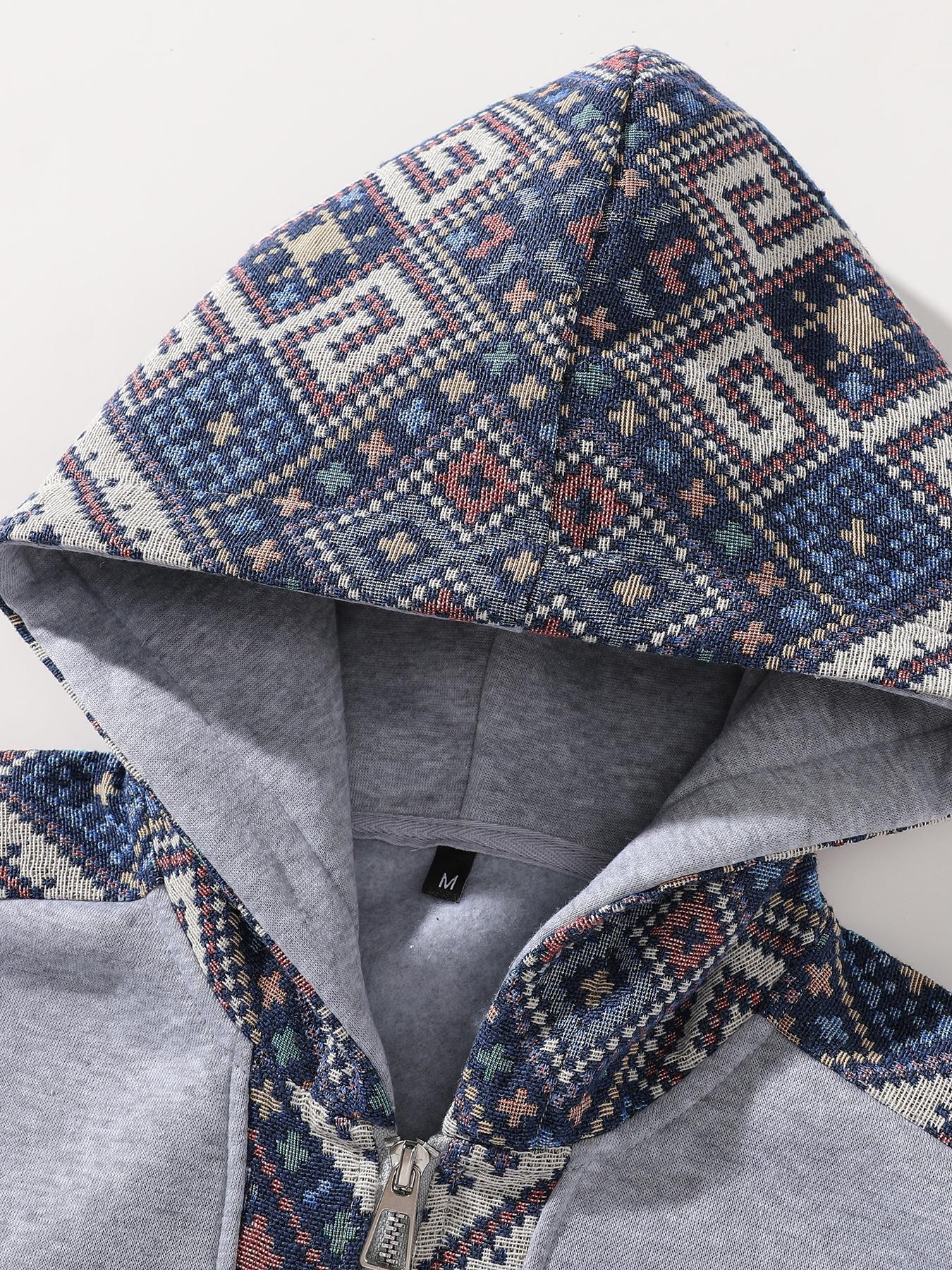 Men's Two-Piece Sportswear Set, Ethnic Pattern Hoodie & Straight Leg Pants, Comfortable Soft Fabric, Casual Outdoor Wear, Streetwear Tracksuit Set