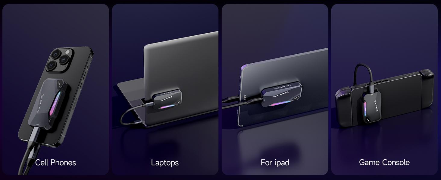 FANXIANG PS2200 1TB Magnetic Portable SSD(Compatible with Apple 15 and above), 2050MB/s USB 3.2 Gen 2x2 Magnetic SSD, 4K ProRes Recording and Storage, with Magnetic Ring, RGB Touch Lighting, External SSD for iPhone/Android/PC/Mac