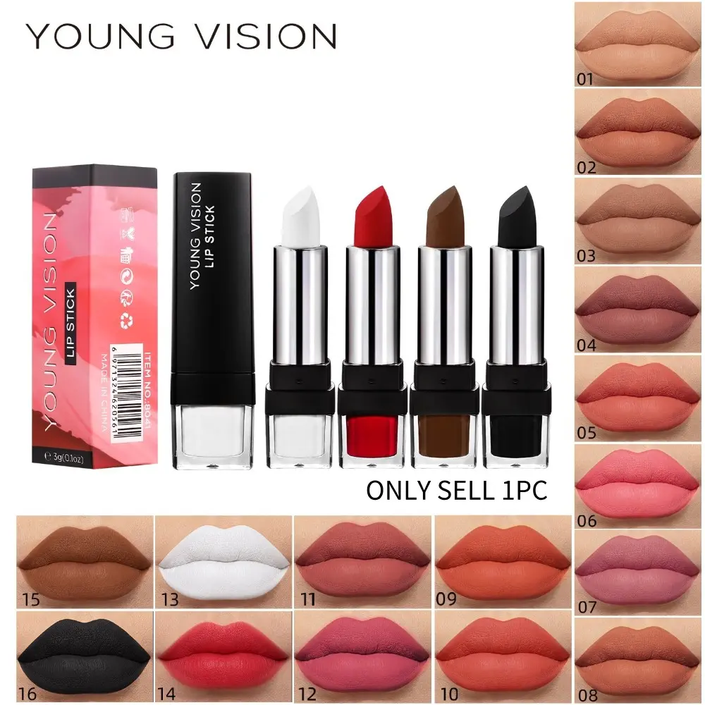 YOUNG VISION Matte Velvet Lipstick, Smooth Long-Lasting Color, Perfect for Daily Use, Dates, Festivals, Stage, Creative Lips Makeup
