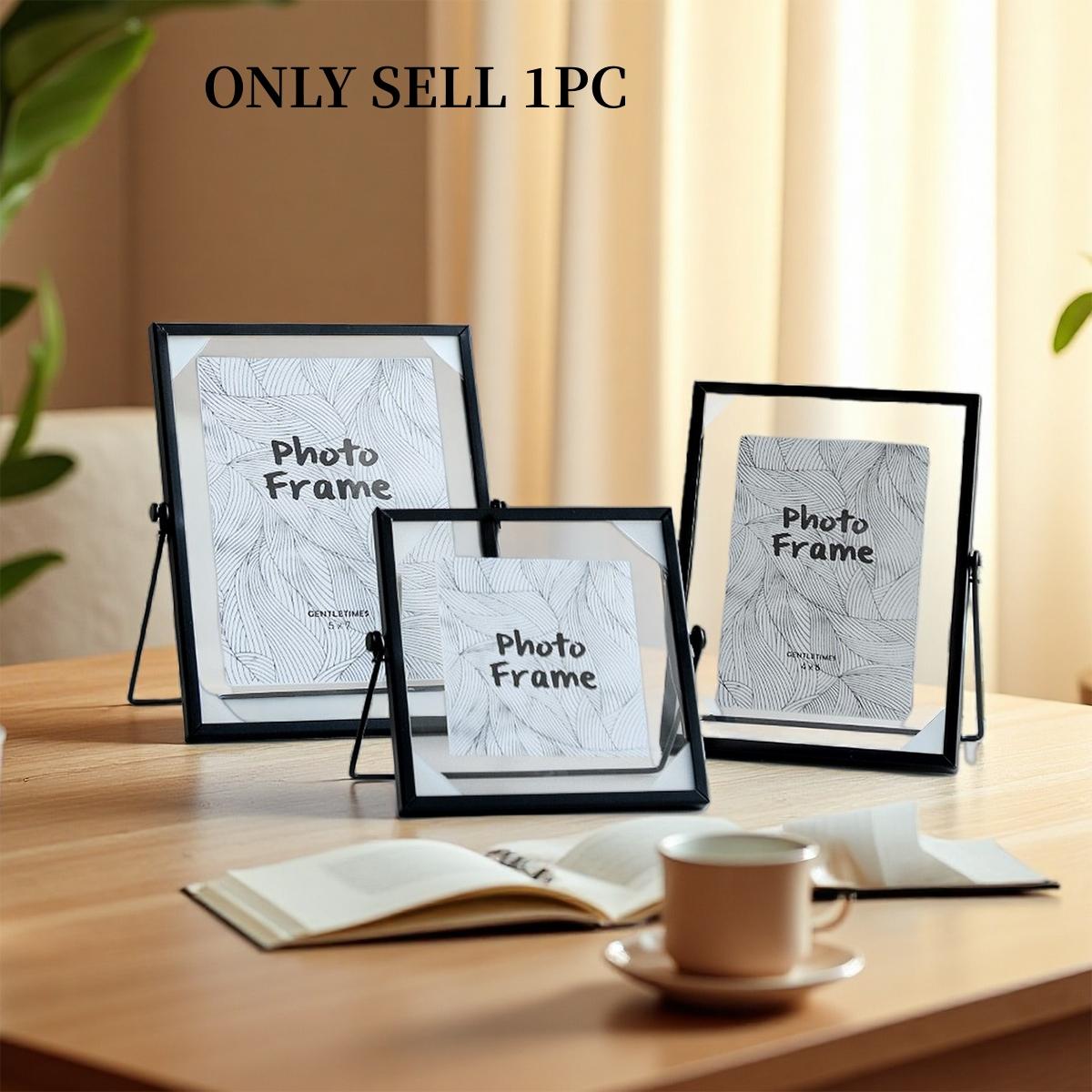 1PC Modern Simple Photo Frame, Iron Material, Golden Frame Decor, Suitable for Multiple Sizes of Photos, Home Decoration, Desktop Photo Frame Ornament